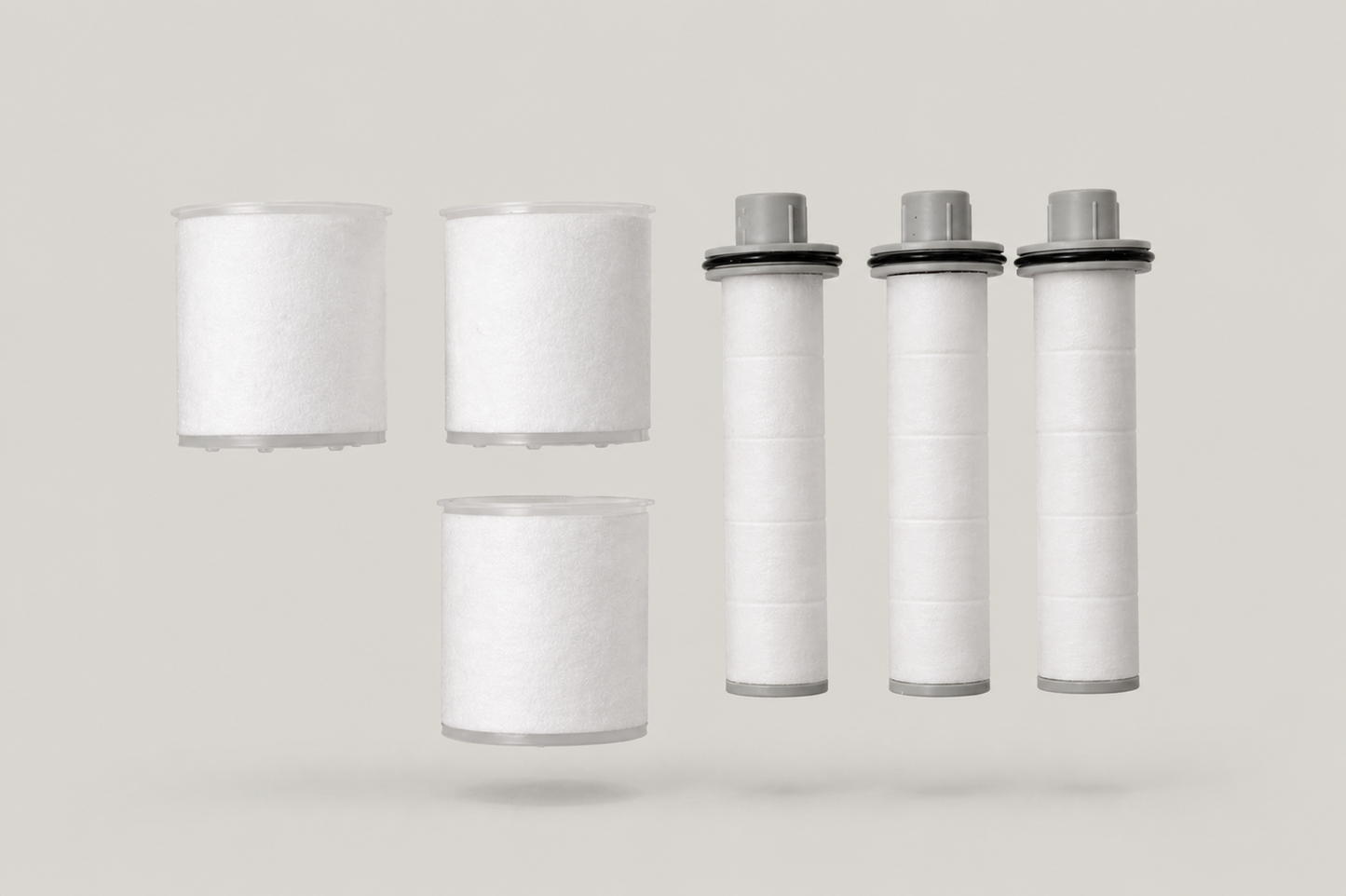 Aurajex filter refill pack — three PP pre-filter cartridges and three mode cartridges out of packaging