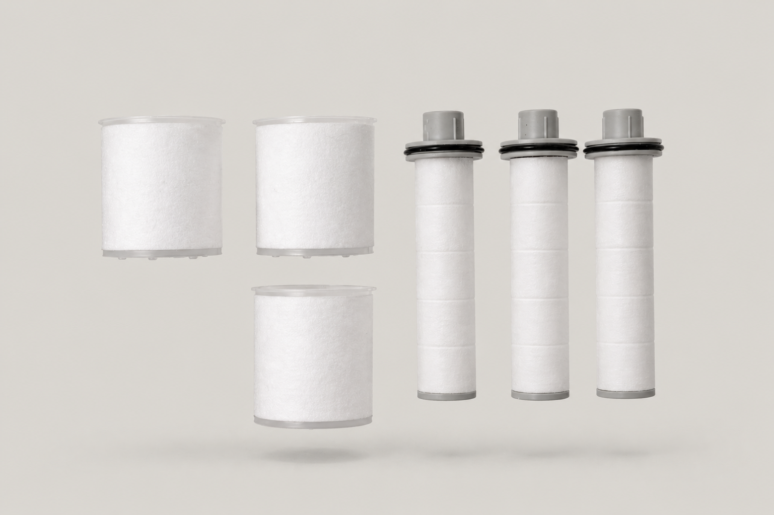 Aurajex filter refill pack — three PP pre-filter cartridges and three mode cartridges out of packaging