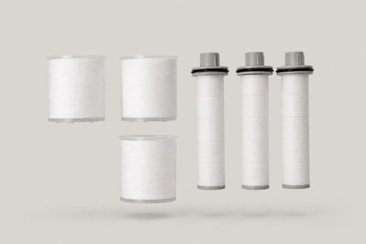 Aurajex filter refill pack — three PP pre-filter cartridges and three mode cartridges out of packaging